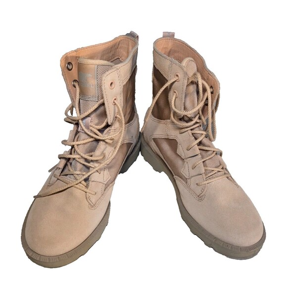 Sorel Caribou Waterproof OTM Boot Womens Size 7 Tan Suede Lightweight Combat - Picture 1 of 5